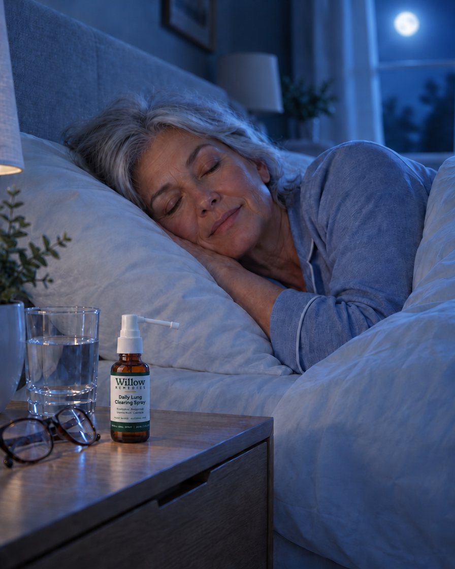 Woman sleeping peacefully at night