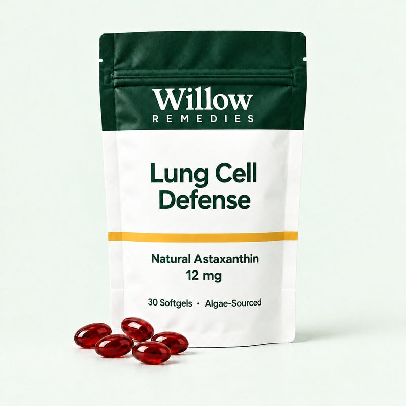 Willow Remedies Lung Cell Defense pouch, natural astaxanthin 12 mg, 30 softgels