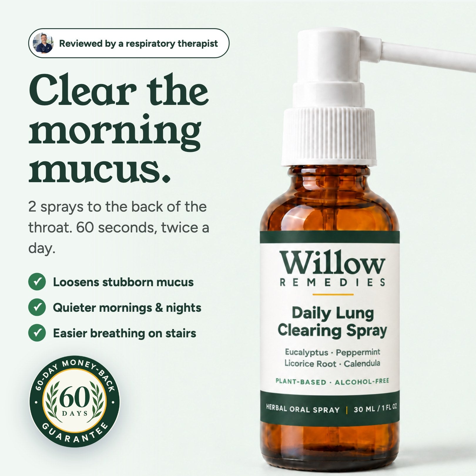Willow Remedies Daily Lung Clearing Spray, reviewed by a respiratory therapist