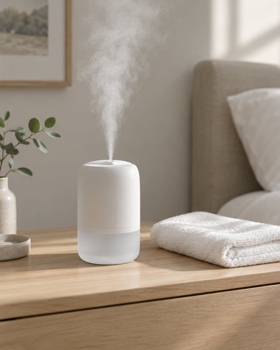 Humidifier on a nightstand